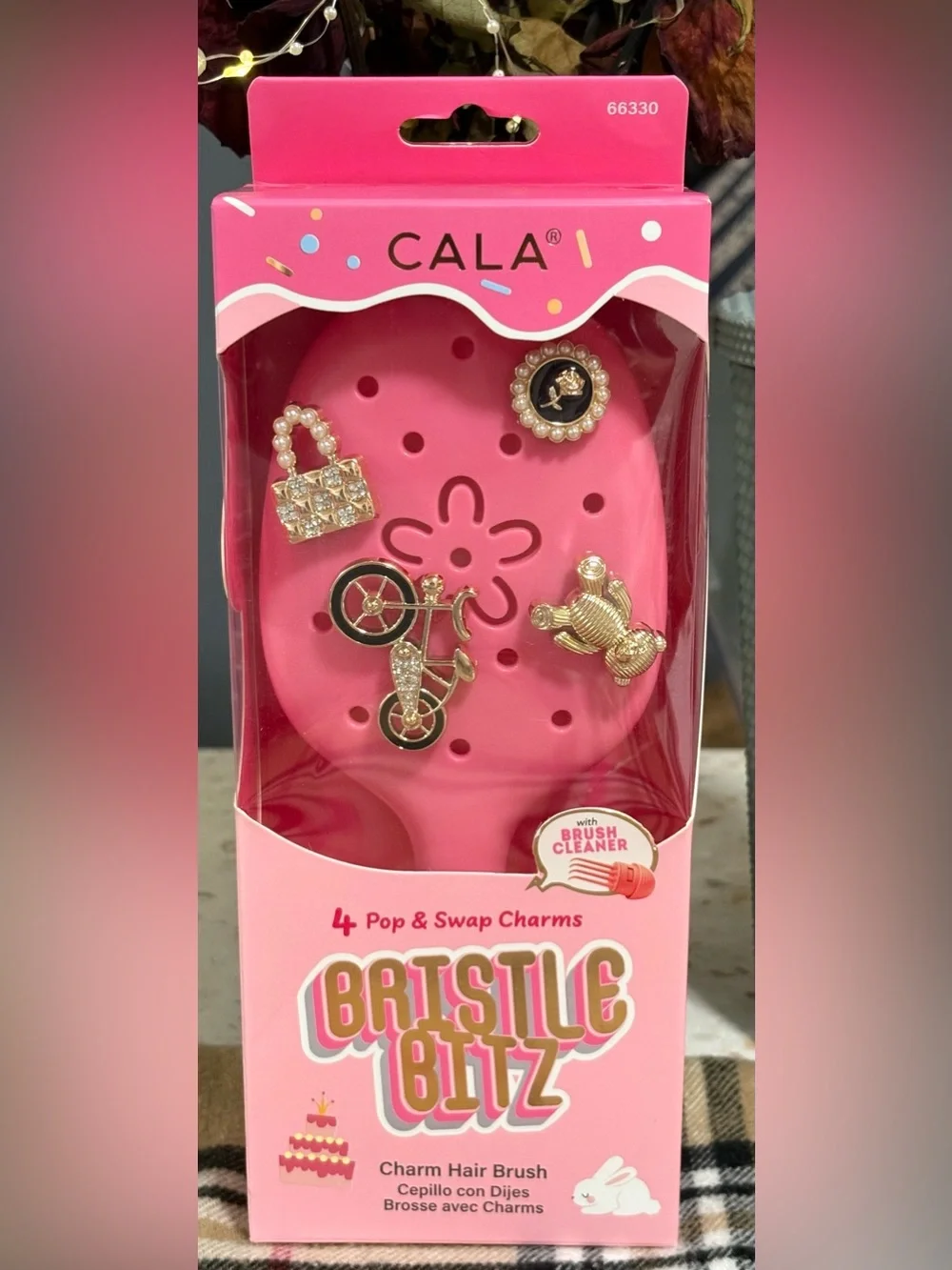 🆕 CALA Bristle Bitz Charm Hair Brush, Pink